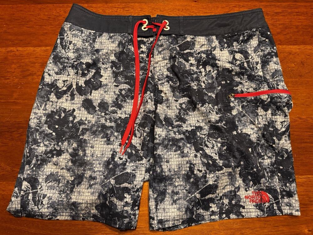The North Face Board Shorts 34 Blue Surf Swim Trunks Floral